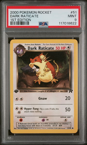 2000 Pokemon Team Rocket 1st Edition Dark Raticate #51 PSA 9