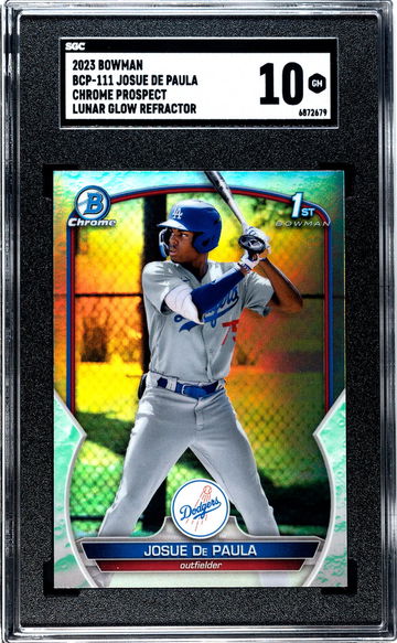 2023 Bowman Chrome Prospects Lunar Glow Refractor Josue De Paula #BCP-111 SGC 10