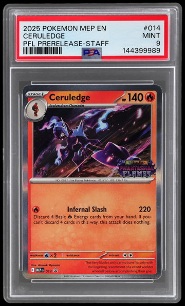 2025 Pokemon Black Star Promo Mega Evolution Phantasmal Flames Ceruledge Prerelease Staff PSA 9