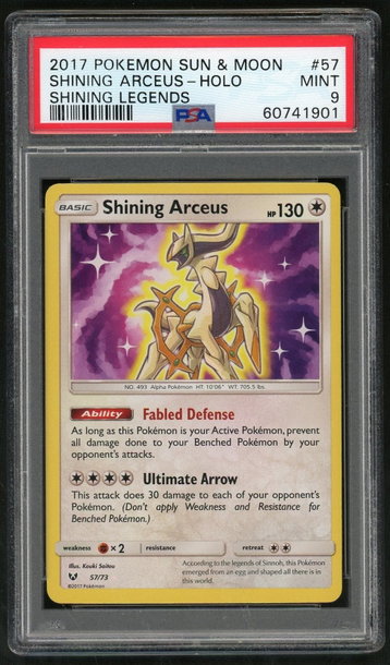 2017 Pokemon Sun and Moon Shining Legends Holo Shining Arceus #57 PSA 9