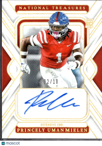 Princely Umanmielen 2025 Panini National Treasures Collegiate RC Auto /10 Ole Miss Rebels