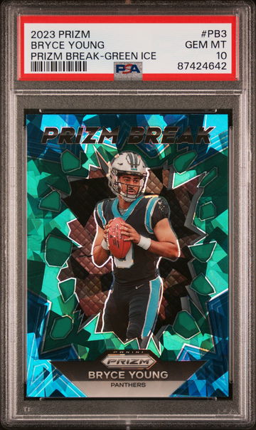 2023 PANINI PRIZM PRIZM BREAK BRYCE YOUNG GREEN ICE #PB3 RC ROOKIE PSA 10