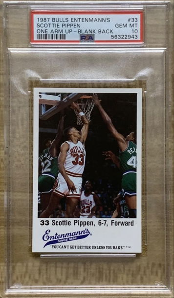 1987 Bulls Entenmann’s Scottie Pippen One Arm Up RC #33 PSA 10 Gem Mint *pop 28