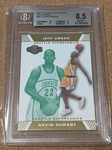 2007-08 Topps Co-signers Kevin Durant Gold Green Rookie /59 BGS 8.5 RC SP 🔥