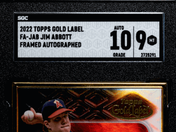2022 Topps Gold Label Jim Abbott #FA-JAB Framed Autograph SGC 9 Auto 10