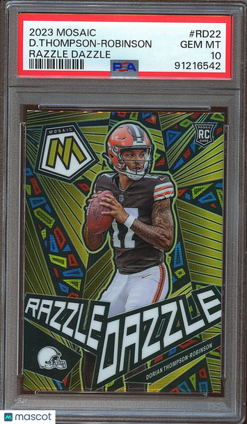 2023 Panini Mosaic Razzle Dazzle Dorian Thompson-Robinson #RD22 Dazzle Rookie PSA 10