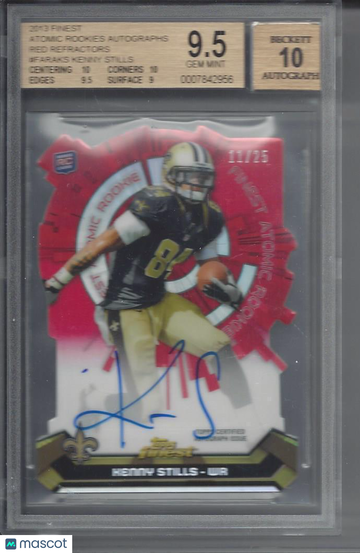 2013 Finest Atomic Refractor Rookies Autographs Red Refractors Kenny Stills #FARAKS BGS 9.5 Auto 10
