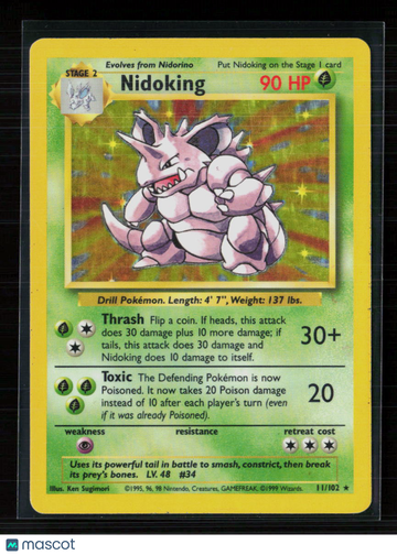 1999 Base Set Nidoking Holo Rare #11/102