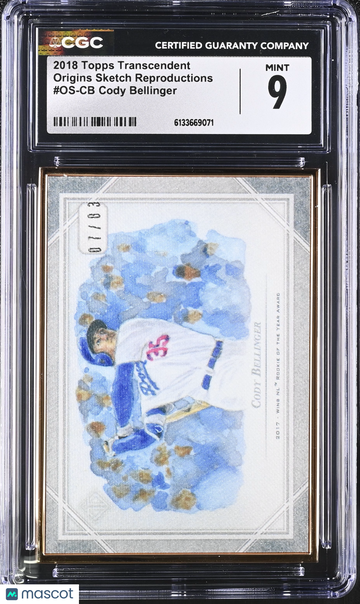 2018 Topps Transcendent Cody Bellinger #OS-CB /83 Origins Sketch Reproductions CGC 9