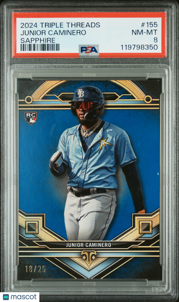 2024 Topps Triple Threads Junior Caminero #155 Sapphire /25 PSA 8