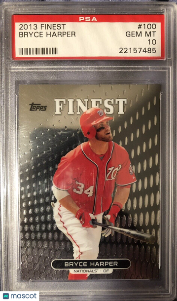BRYCE HARPER 2013 Topps Finest #100 PSA 10 Gem Mint Washington Nationals POP 55