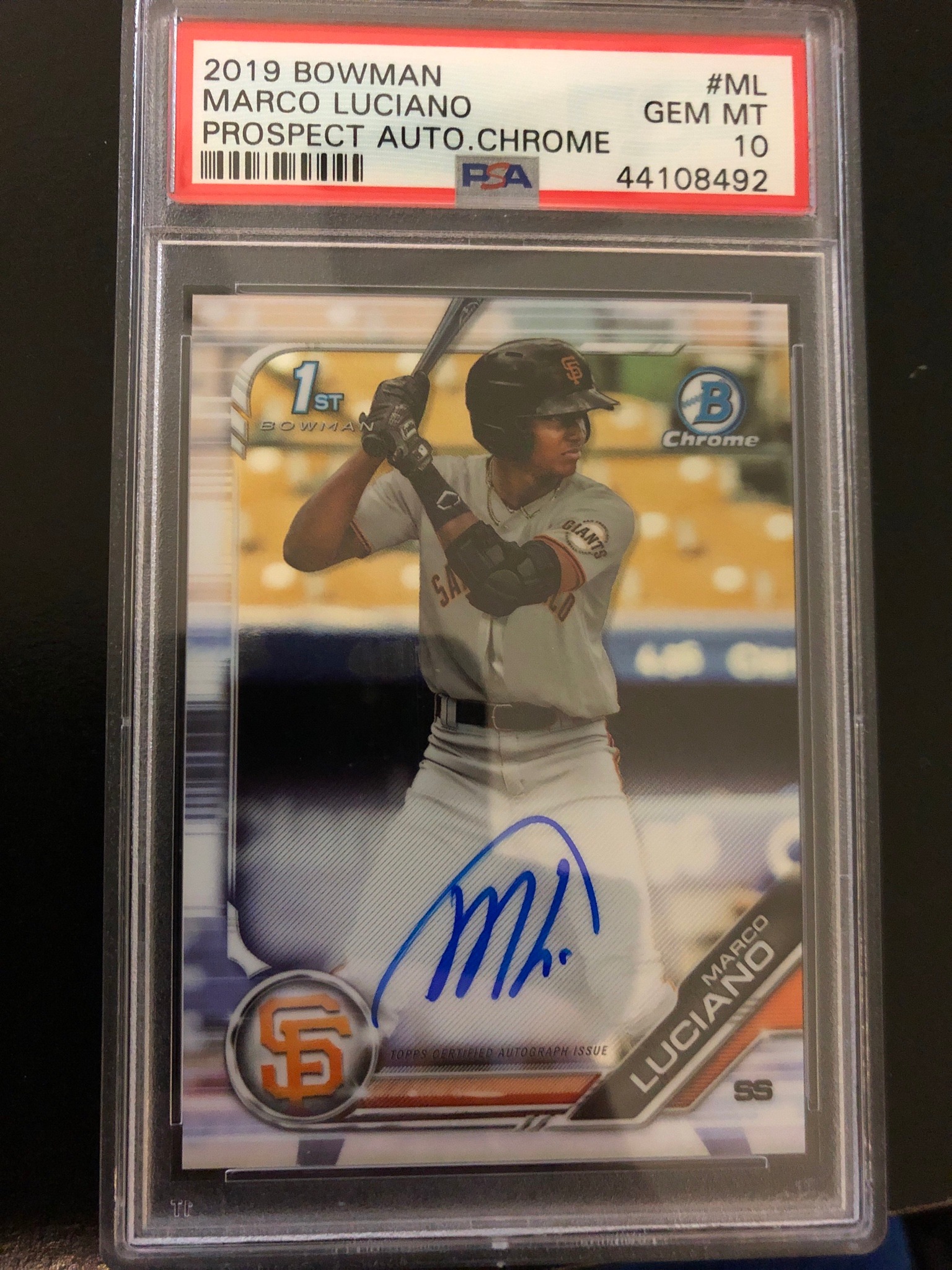 Marco Luciano 2019 Bowman Chrome Auto PSA 10