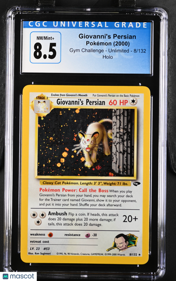 2000 Pokemon Gym Challenge Giovanni's Persian Holo CGC 8.5 #8/132