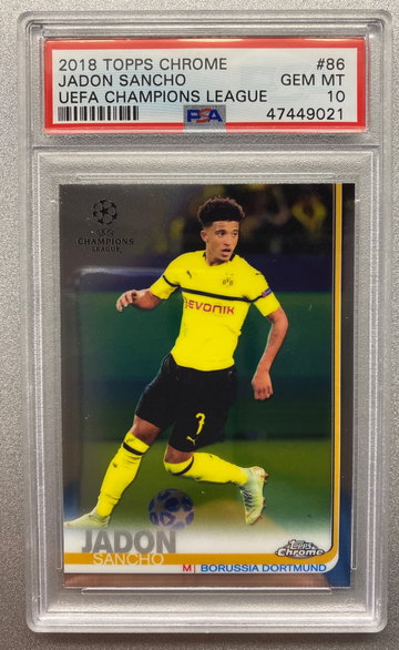 JADON SANCHO 2018 TOPPS CHROME ROOKIE PSA 10 GEM MINT 
