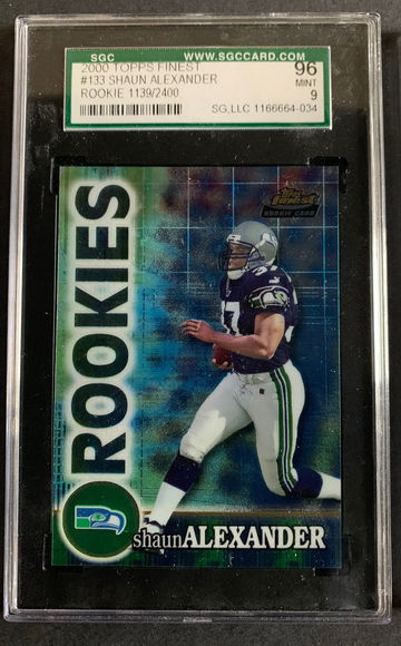 2000 Topps Finest Shaun Alexander RC #133 #d /2400 SGC 9 Mint