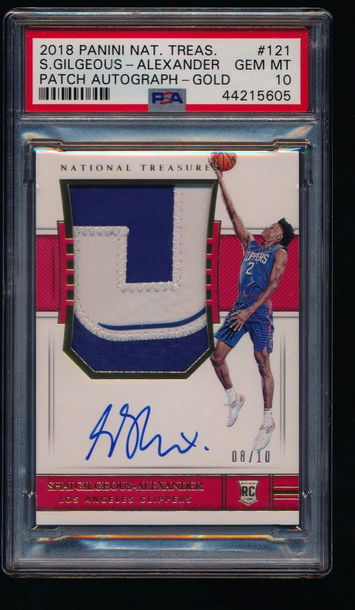 Shai Gilgeous-Alexander 2018 National Treasures Gold RPA /10