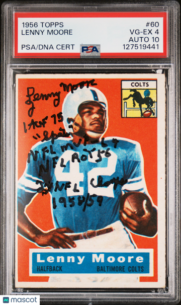 1956 Topps Lenny Moore #60 PSA 4 Auto 10
