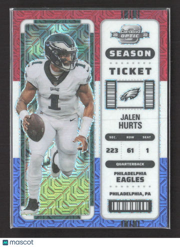 2023 Panini Contenders Optic Prizm Jalen Hurts #43 Red White Blue /13