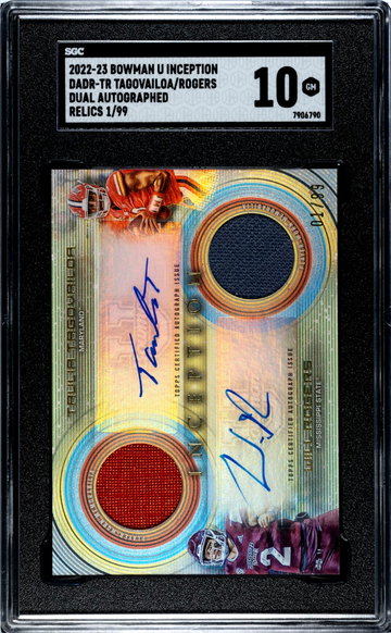 2022 Bowman #DADR-TR Taulia Tagovailoa/Will Rogers Inception /99 SGC 10