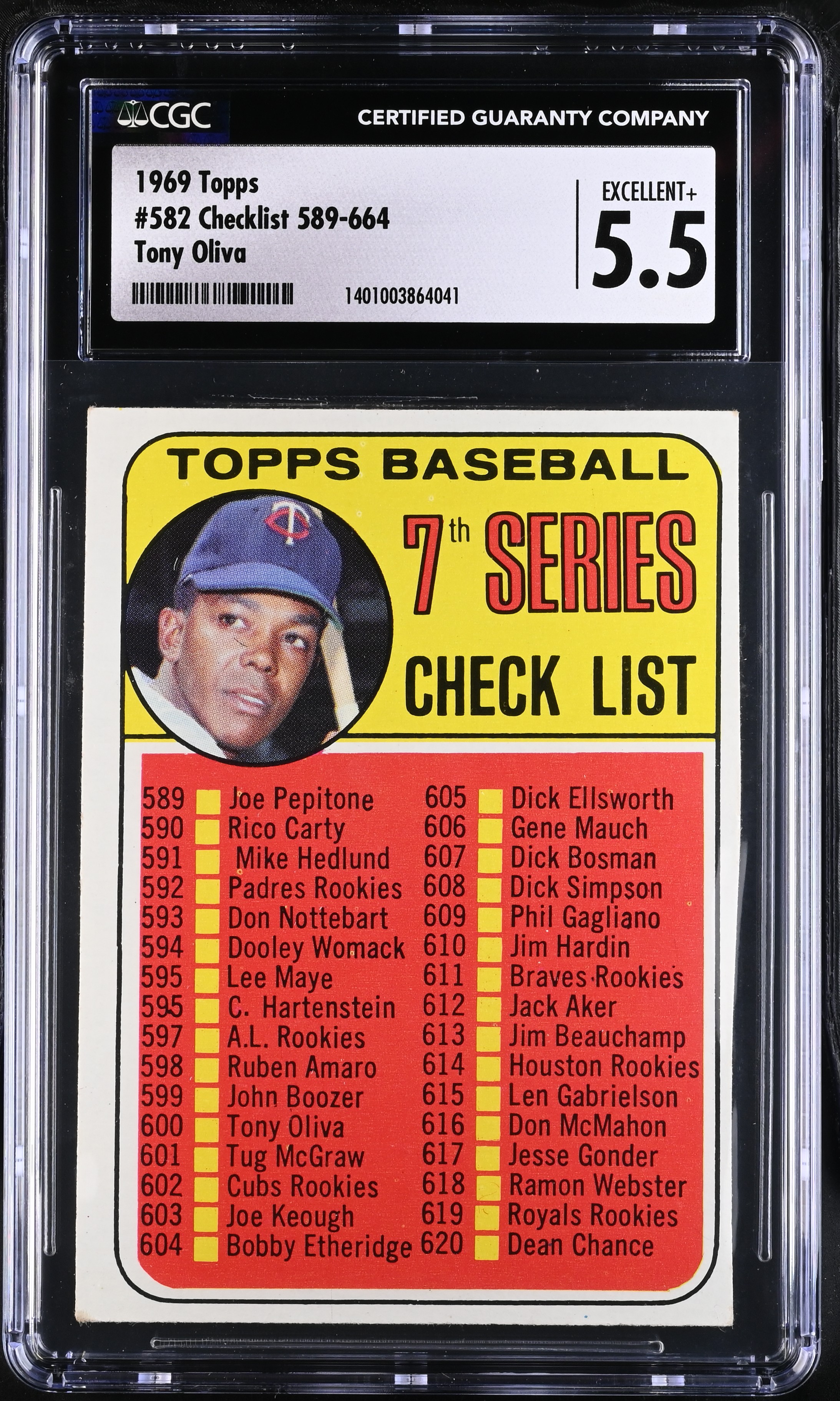 1969 Topps Checklist 589664 #582 Tony Oliva CGC 5.5 P1370