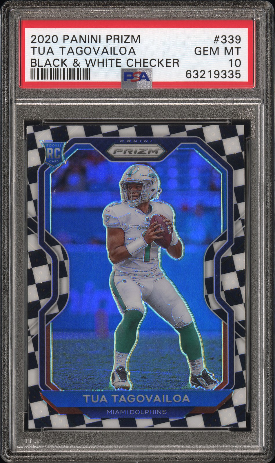 2020 Panini Prizm  Black and White Checker #339 Tua Tagovailoa  PSA 10 RC