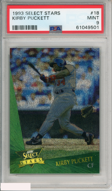 1993 SELECT STARS KIRBY PUCKETT #18 MINNESOTA TWINS PSA 9 MINT