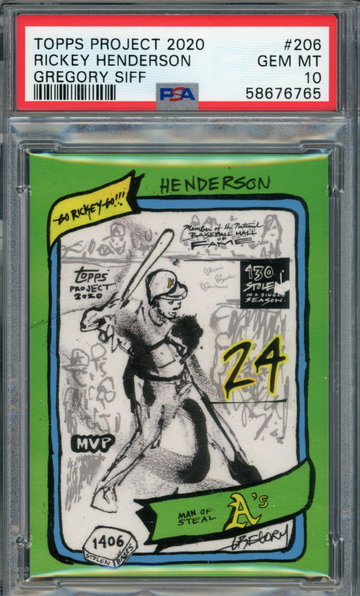RICKEY  HENDERS0N  2020 Topps Project 2020  ( Gregory Siff ) # 206  -  PSA 10