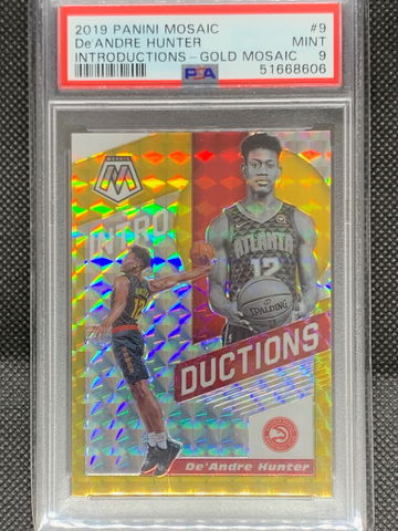 2019-20 Panini Mosaic De'Andre Hunter Rookie Introductions Gold /10 PSA 9 Mint