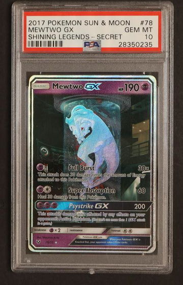 2017 Pokemon Sun and Moon Shining Legends Secret Rare Mewtwo Gx #78 /28350235 PSA 10