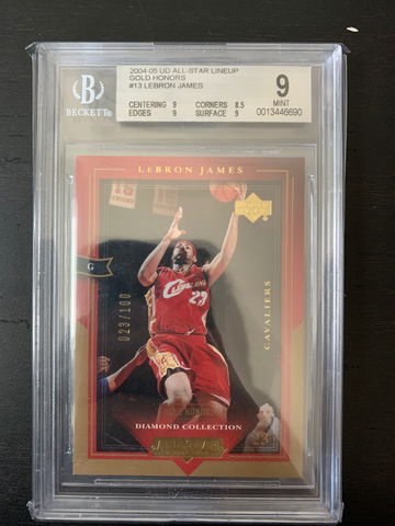 2004-05 All star lineup Gold Honors Lebron James 23/100 BGS 9
