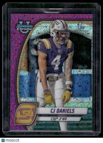 2024 Bowman University Chrome CJ Daniels #150 Fuchsia Mini-Diamond Refractor SN