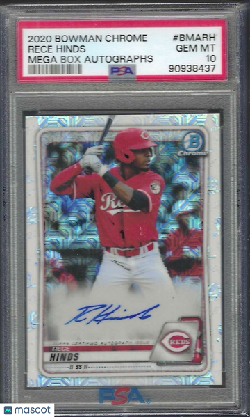 2020 Bowman Chrome Mega Box Autographs Rece Hinds #BMARH PSA 10