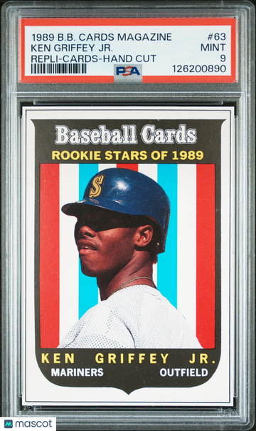 1989 Baseball Cards Magazine Repli-Cards Ken Griffey JR. #63 Hand Cut PSA 9