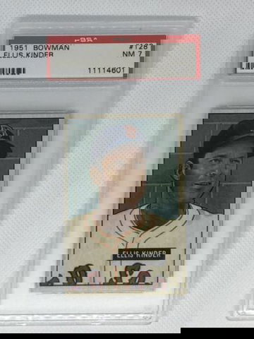 1951 Bowman #128 Ellis Kinder -- PSA 7 NM -- Boston RED SOX Cardinals
