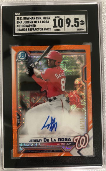 2021 Bowman Sapphire Orange 25/25 Jeremy De La Rosa autograph