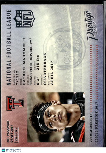 2017 Panini Prestige NFL Passport Patrick Mahomes II #5