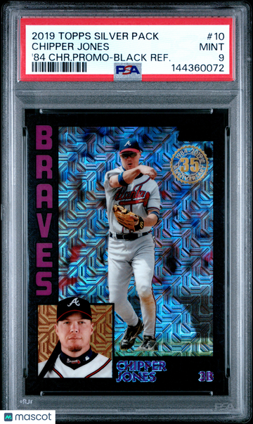 2019 Topps Silver Pack 1984 Chrome Promo Chipper Jones #10 '84 CHR. Promo Black Refractor PSA 9