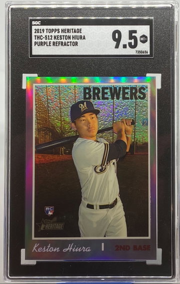 Keston Hiura 2019 Topps Heritage Purple Chrome Refractor Rookie #THC-512 SGC 9.5