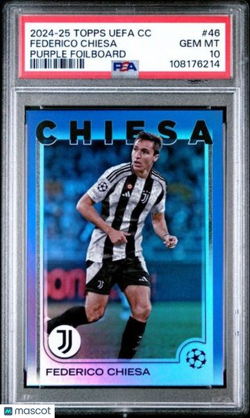 2024-25 Topps UEFA Club Competitions Federico Chiesa #46 Purple Foilboard PSA 10