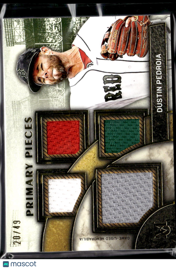 Dustin Pedroia 2025 Topps Museum Collection Primary Pieces Quad Relic Game-Used Memorabilia /49 Boston Red Sox