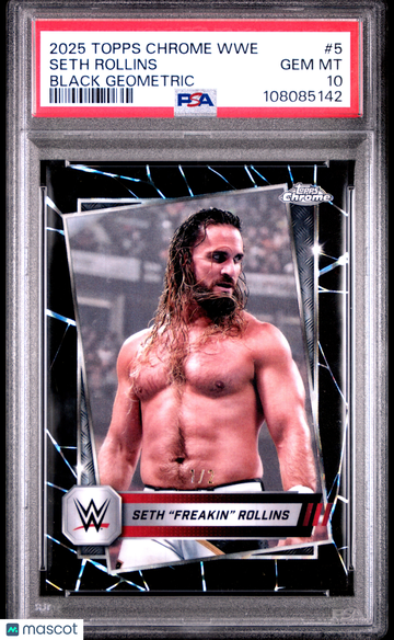 2025 Topps Chrome WWE Seth Rollins #5 Black Geometric /2 PSA 10