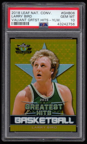 2018 Leaf National Convention Valiant Greatest Hits Yellow /10 Larry Bird Boston Celtics #GHB06 PSA 10 Gem-Mint