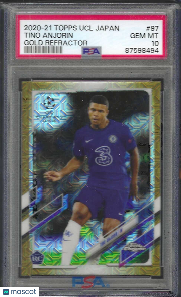 2020 Topps UEFA Champions League Japan Edition Tino Anjorin #97 Gold Refractor PSA 10