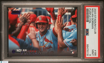 2023 Stadium Club Nolan Gorman #186 Purple Parallel/Variety Rookie PSA 9