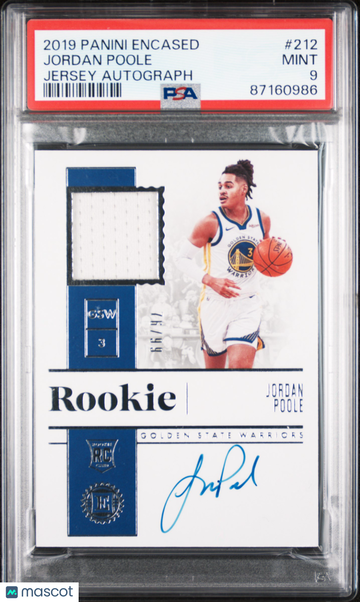 Jordan Poole 2019 Panini Encased Jersey Autograph #212 Rookie RC /99 - PSA 9