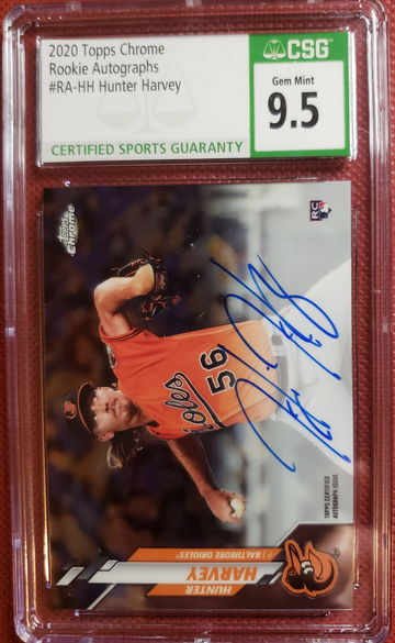 2020 Topps Chrome Rookie Autographs Hunter Harvey CSG 9.5 Gem Mint