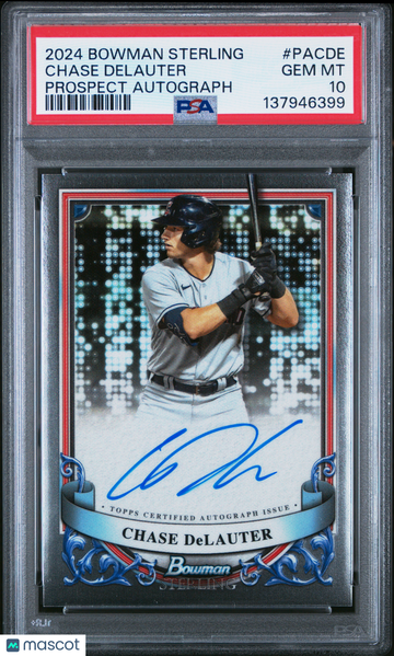 2024 Bowman Sterling Prospect Autographs Chase Delauter #PACDE PSA 10
