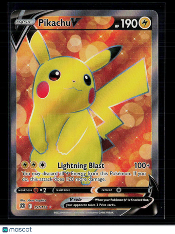 2022 Brilliant Stars Pikachu V Holo Rare FA #157/172