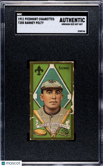 1911 Piedmont Cigarettes (T205) Barney Pelty SGC A