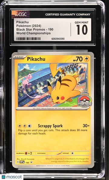 2024 Pokemon Black Star Promos Pikachu World Championships CGC 10 #190